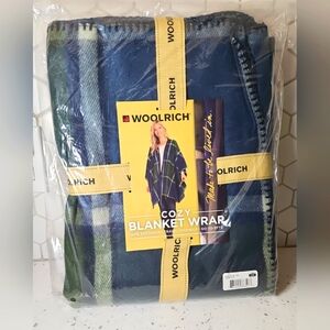 NWT Woolrich Women's Cozy Blanket Wrap One Size Mila Denim Plaid